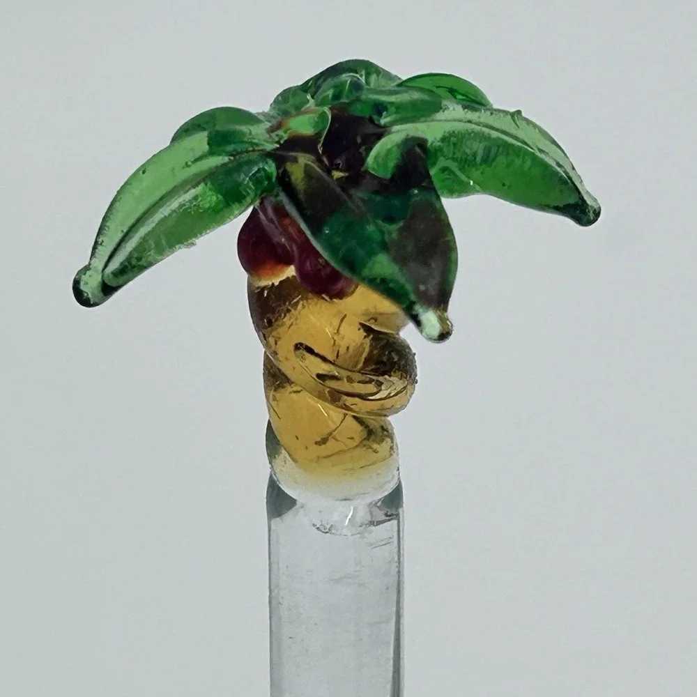 12- Sun Colors Blown Glass Swizzle Sticks Palm Tree TIKI Bar Drink Stirrers 3pks
